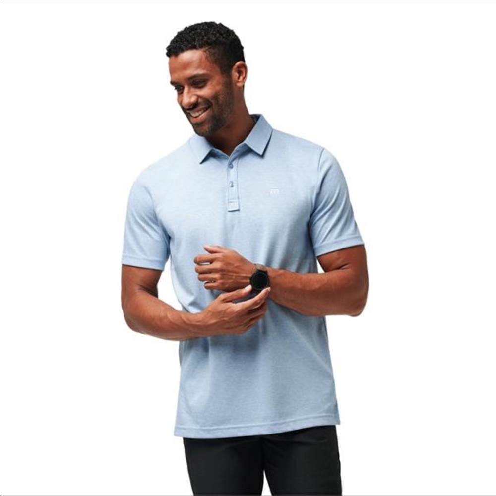 TravisMathew Light Blue Short Sleeve Polo